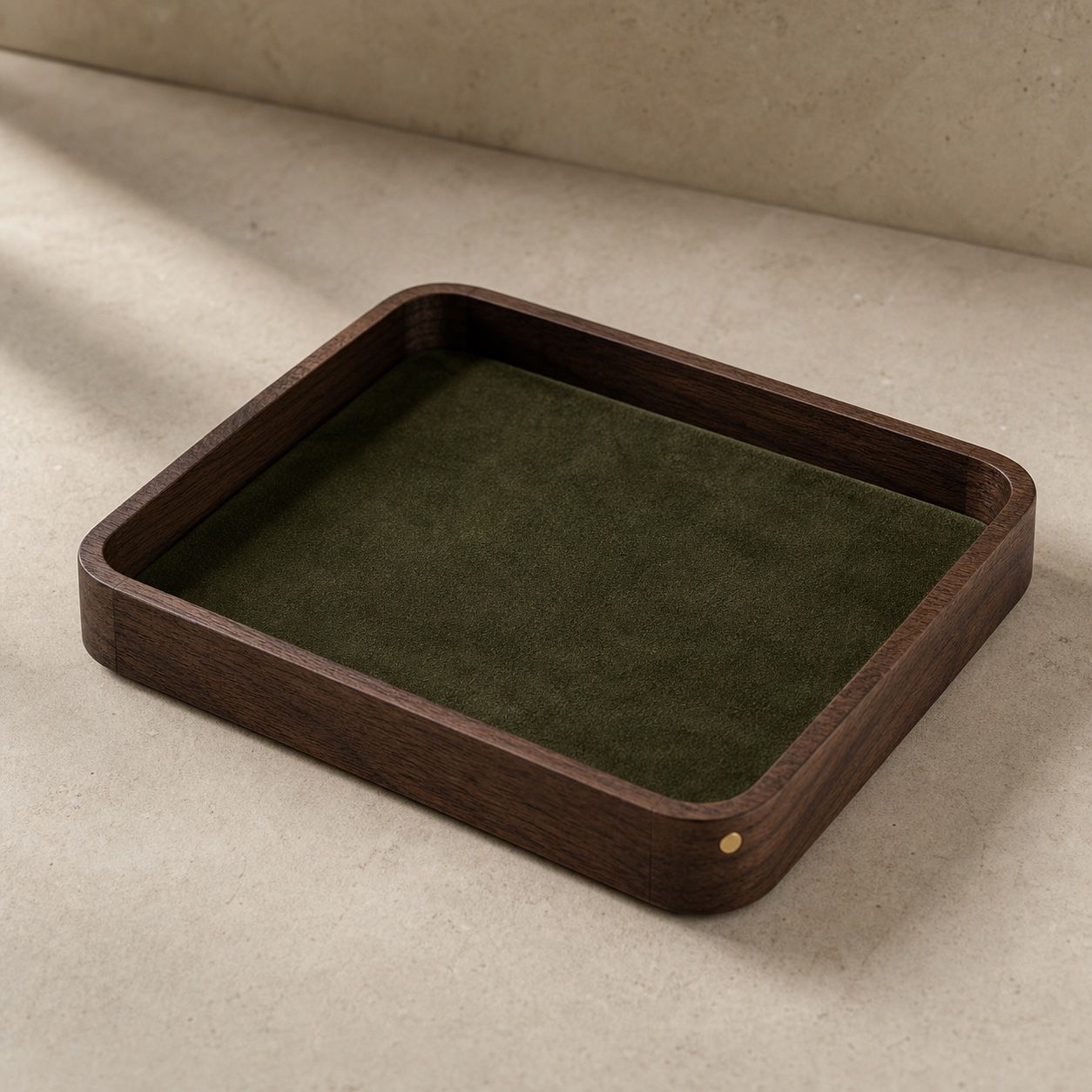 Concept walnut Steward Desk System with forest-green insert